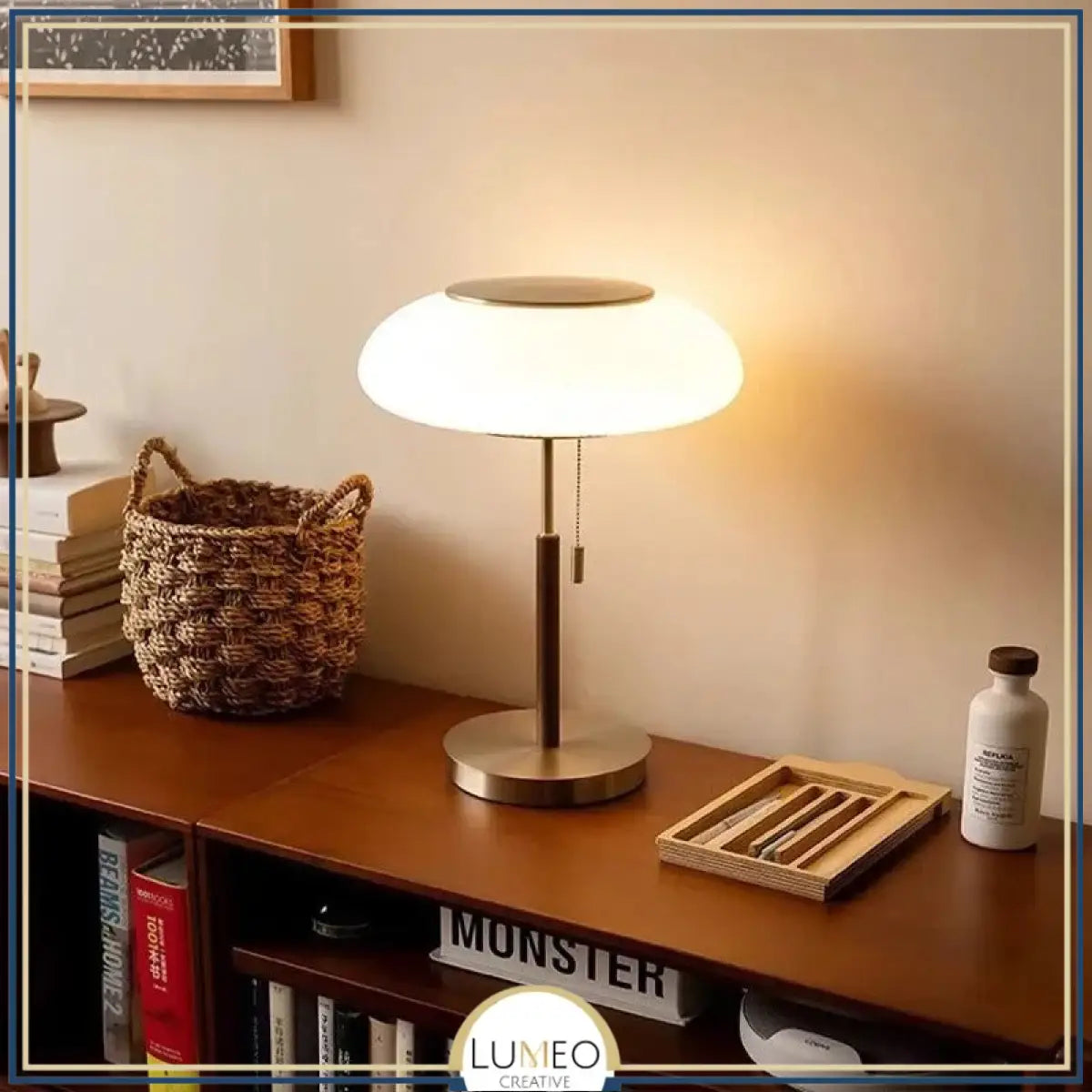 Lampe à poser abat jour en verre strié | Élégance Rétro chic