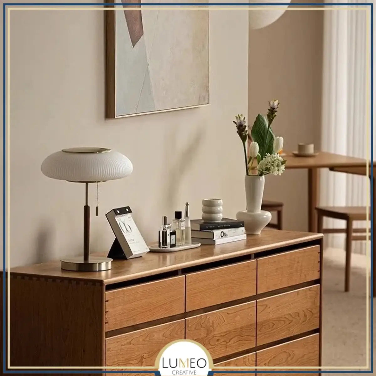 Lampe à poser abat jour en verre strié | Élégance Rétro chic