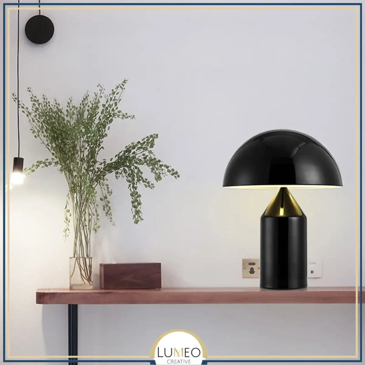 Lampe à poser design champignon Noir