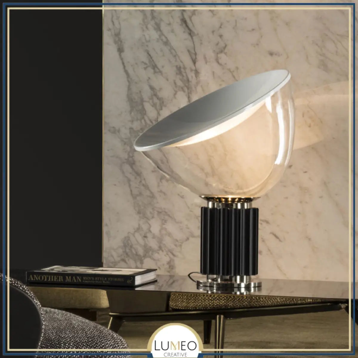 Lampe à poser design italien| Réflexion sculpturale et élégance vintage Noir / 37 cm