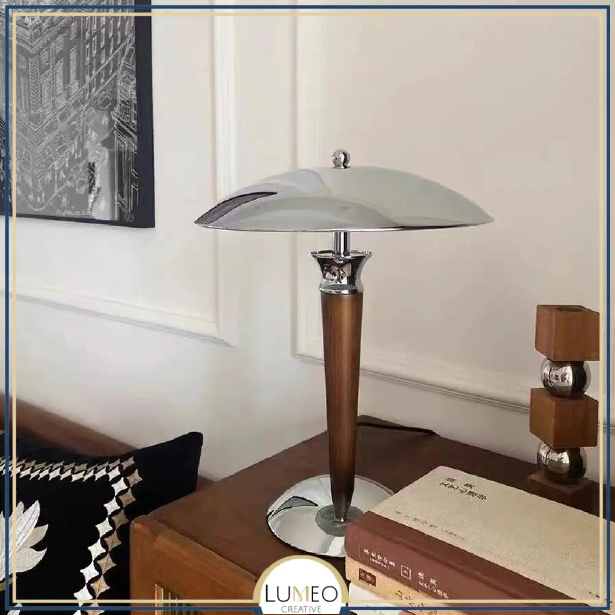 Lampe à poser design métal & bois | Style rétro chic