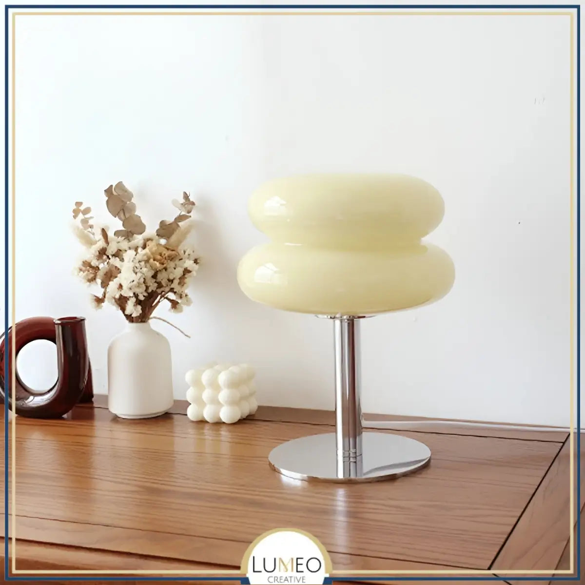 Lampe à poser en verre double diffuseur | Élégance vintage Jaune