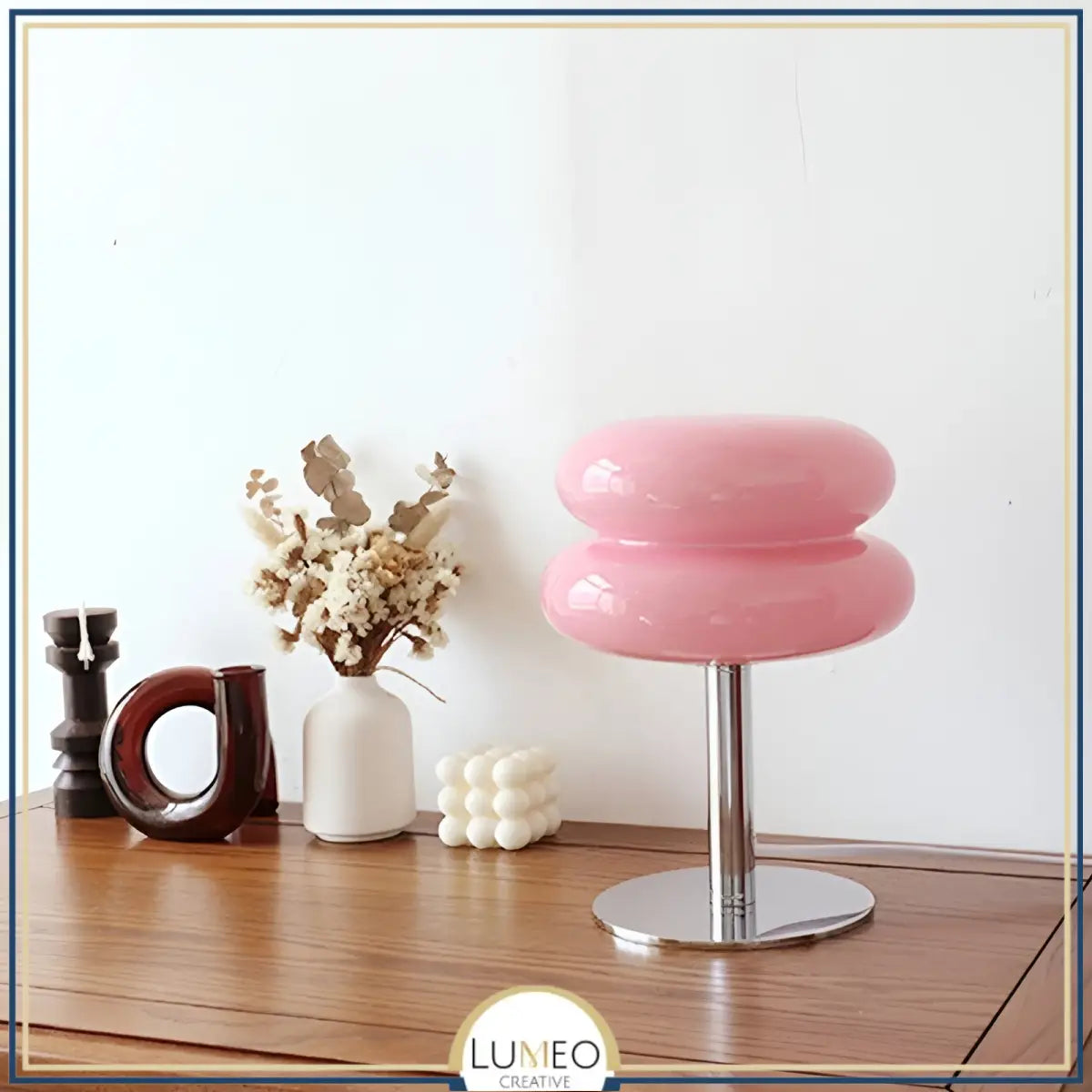 Lampe à poser en verre double diffuseur | Élégance vintage Rose