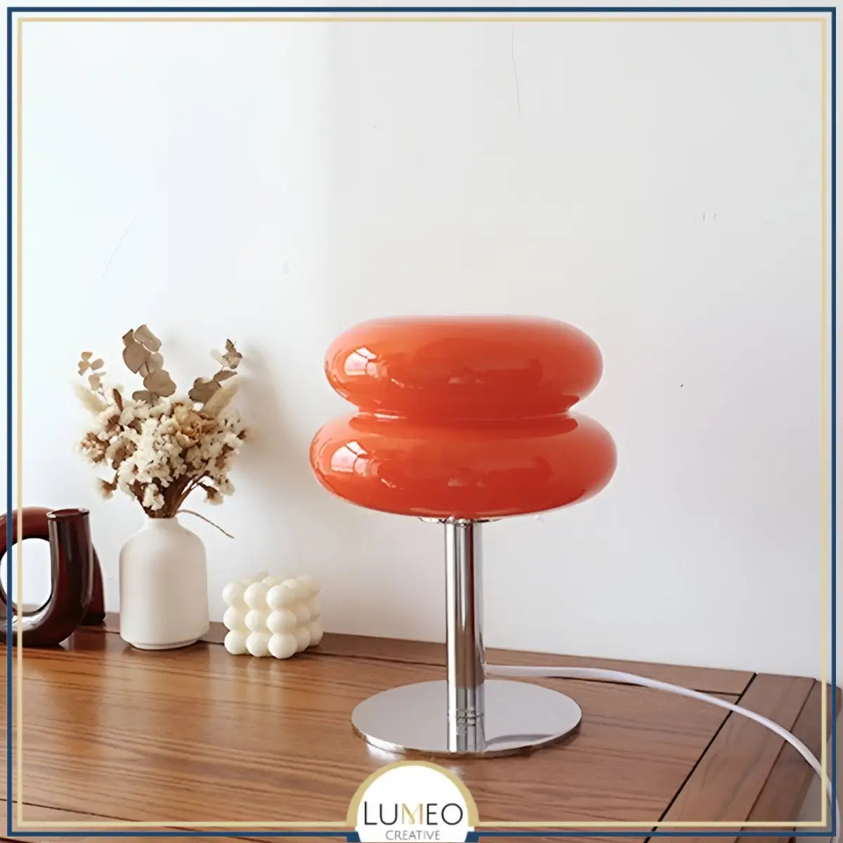 Lampe à poser en verre double diffuseur | Élégance vintage Rouge