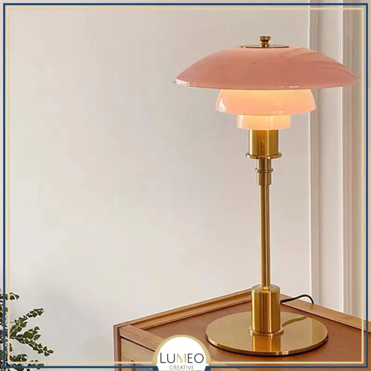 Lampe à poser rétro chic verre multicouche | Ambiance douce et élégante Rose / Doré / Blanc neutre