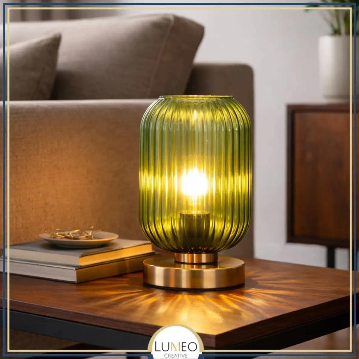 Lampe de chevet en verre vert