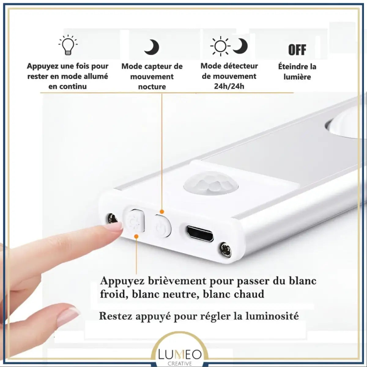 Lampe LED sans fil | Réglette avec détecteur de mouvement