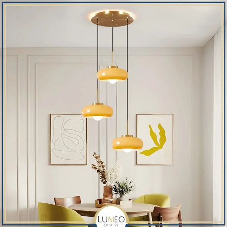 Luminaire vintage en verre coloré | Suspension plafonnier ou lustre au style rétro chic