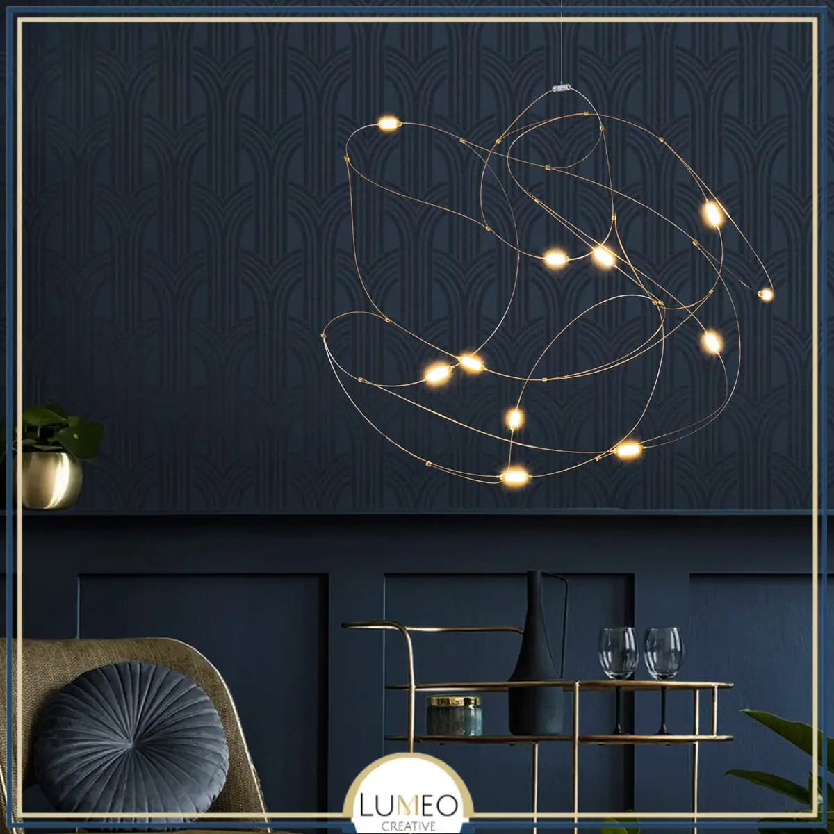 Lustre aérien filaire à LED | Chic & contemporain