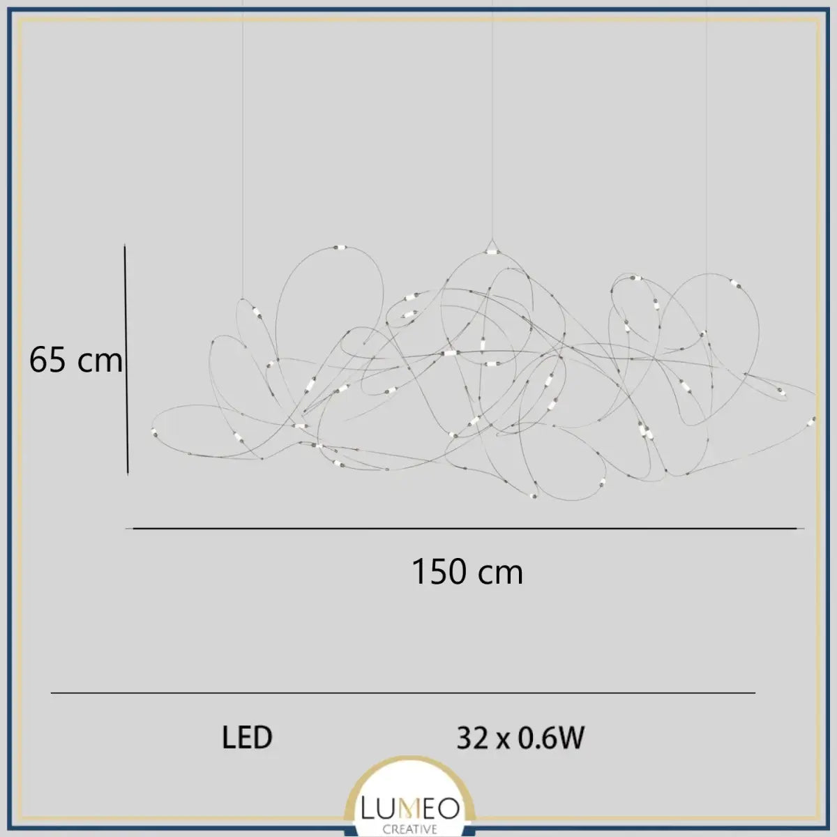Lustre aérien filaire à LED | Chic & contemporain Or 150 cm / Blanc froid