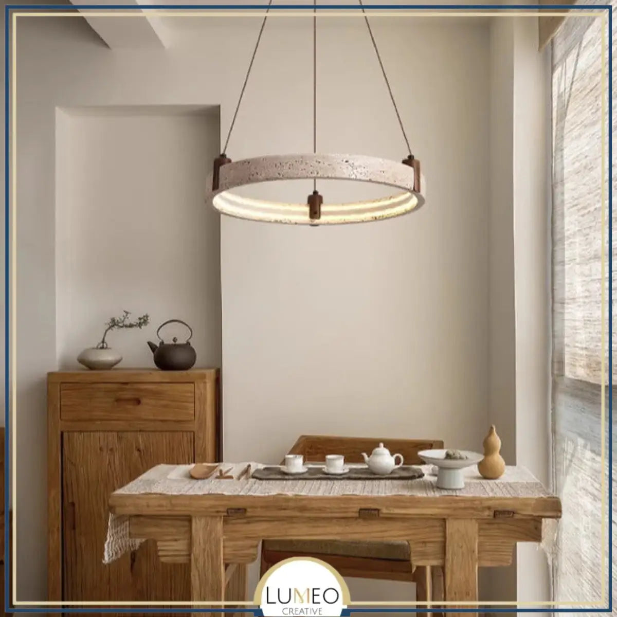 Lustre anneau en pierre naturelle