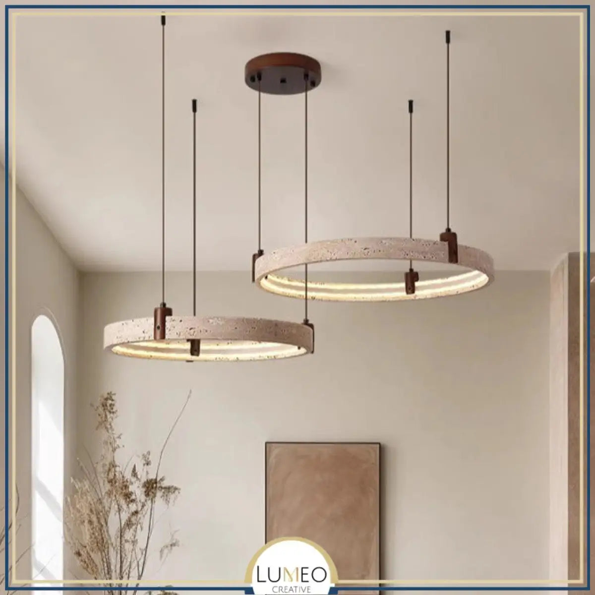 Lustre anneau en pierre naturelle