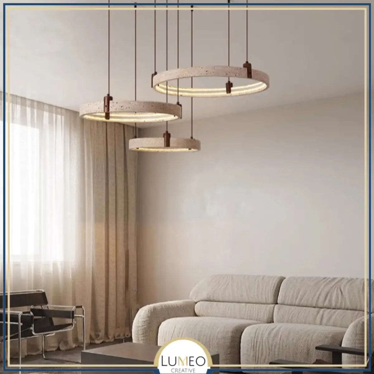 Lustre anneau en pierre naturelle