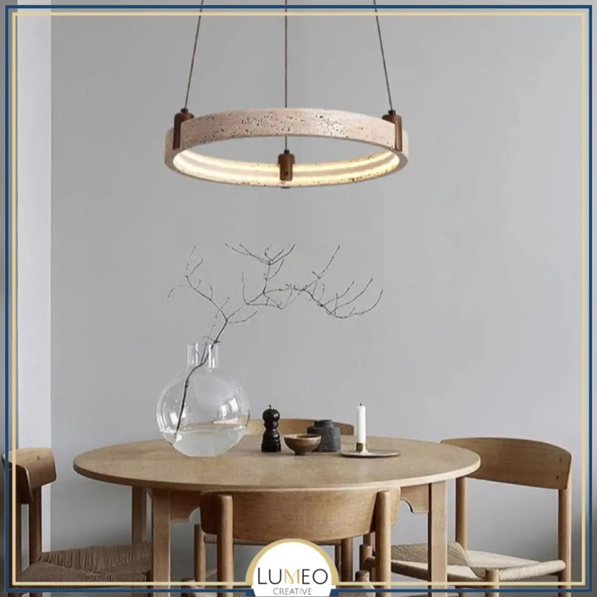 Lustre anneau en pierre naturelle