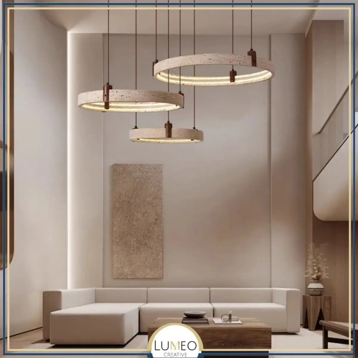 Lustre anneau en pierre naturelle