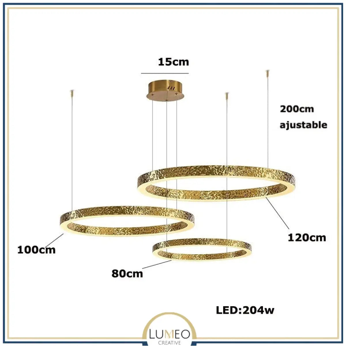 Lustre anneaux martelés dorés | Contemporain & Chic