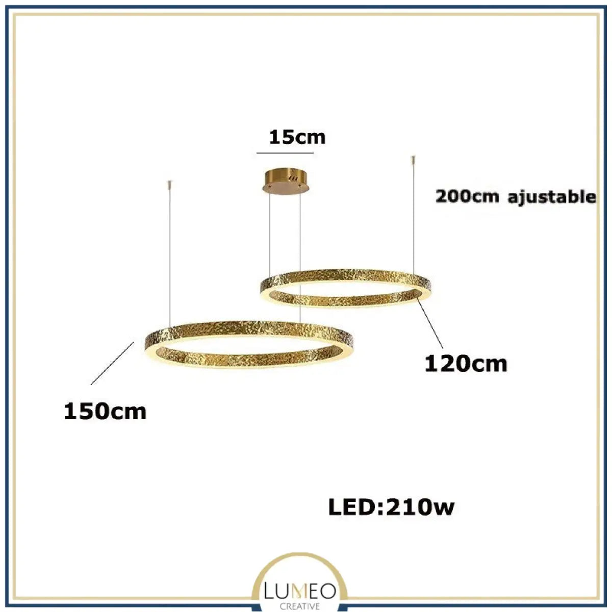 Lustre anneaux martelés dorés | Contemporain & Chic