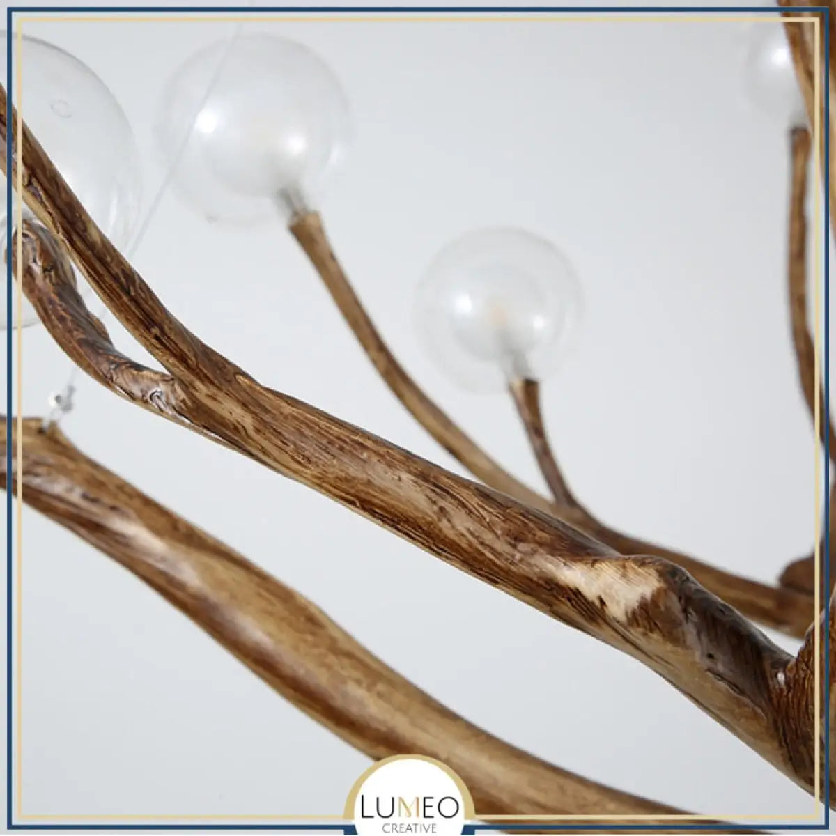 Lustre branche d’arbre à sphères lumineuses | Élégance rustique & design naturel