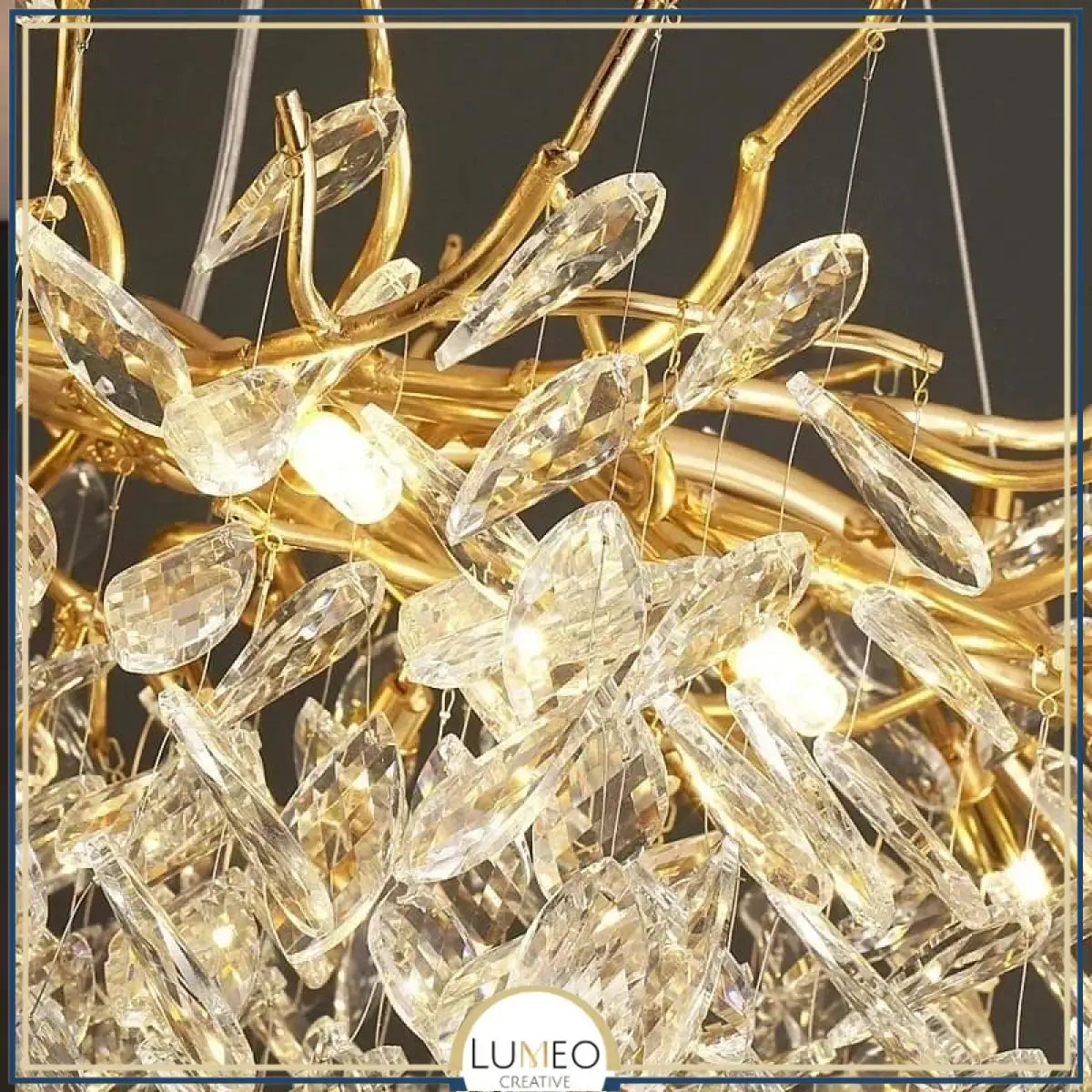 Lustre cascade cristalline doré ou argenté