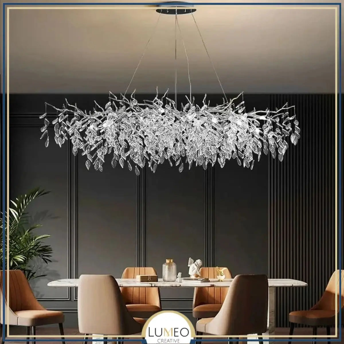 Lustre cascade cristalline doré ou argenté