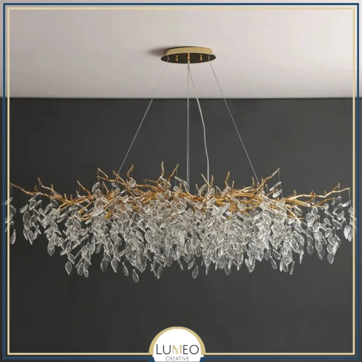 Lustre cascade cristalline doré ou argenté