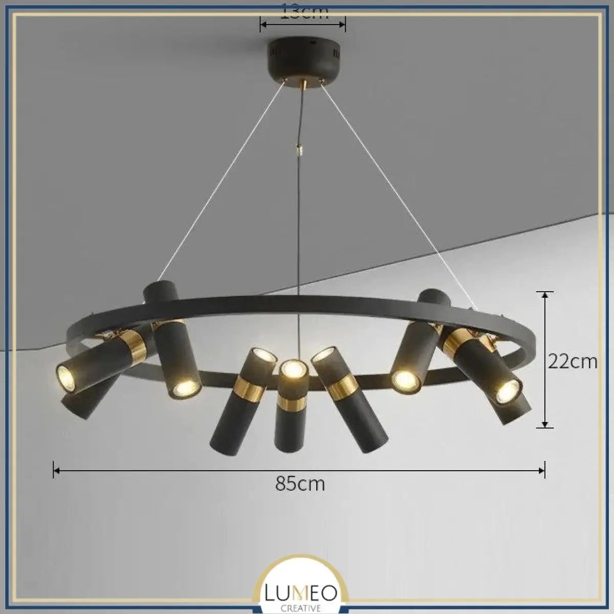 Lustre circulaire à spots orientables | Design moderne noir et or