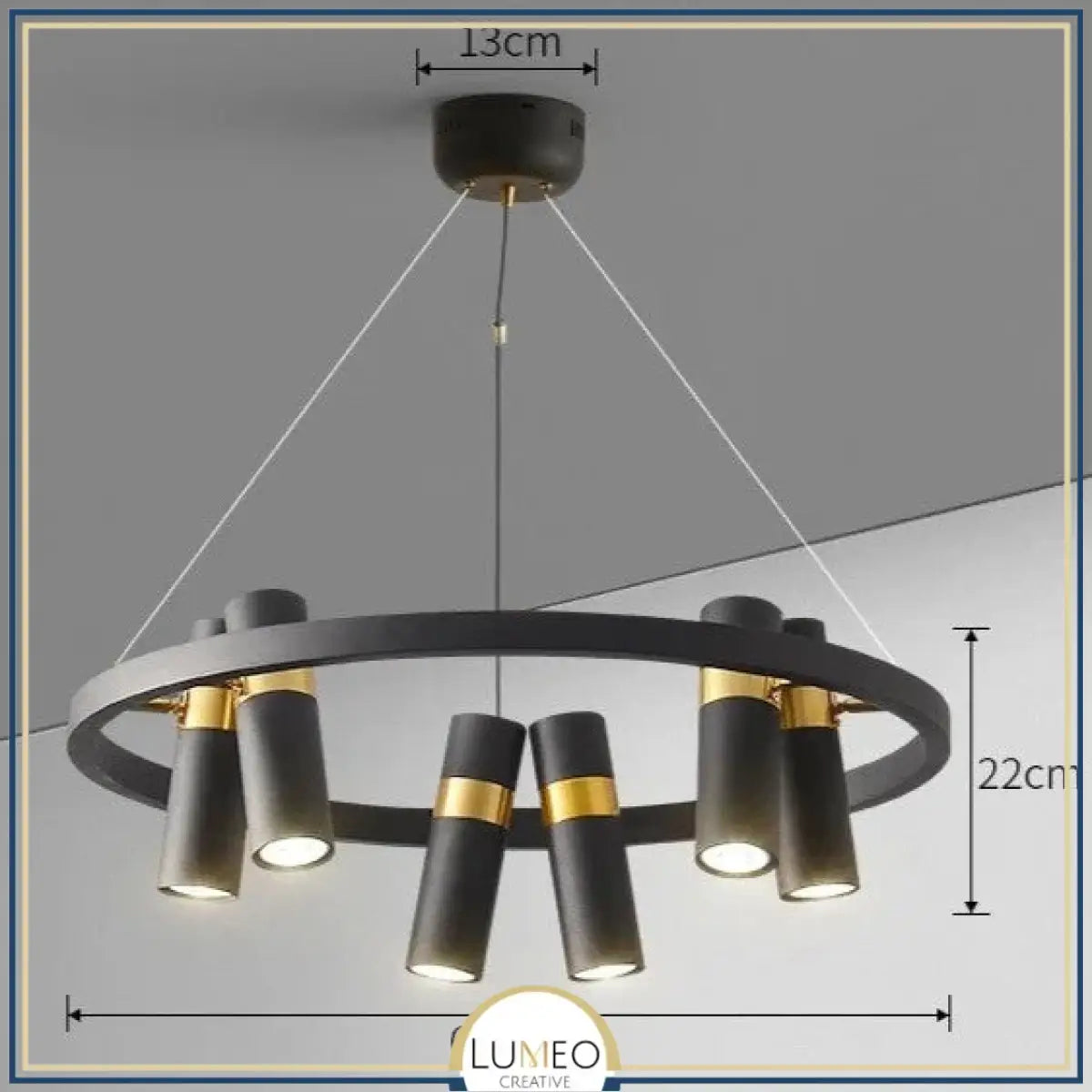 Lustre circulaire à spots orientables | Design moderne noir et or