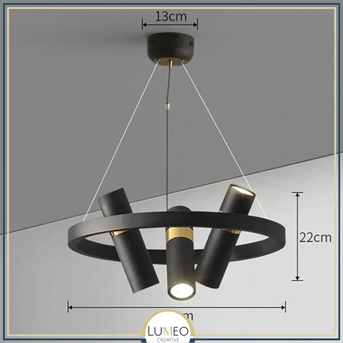 Lustre circulaire à spots orientables | Design moderne noir et or