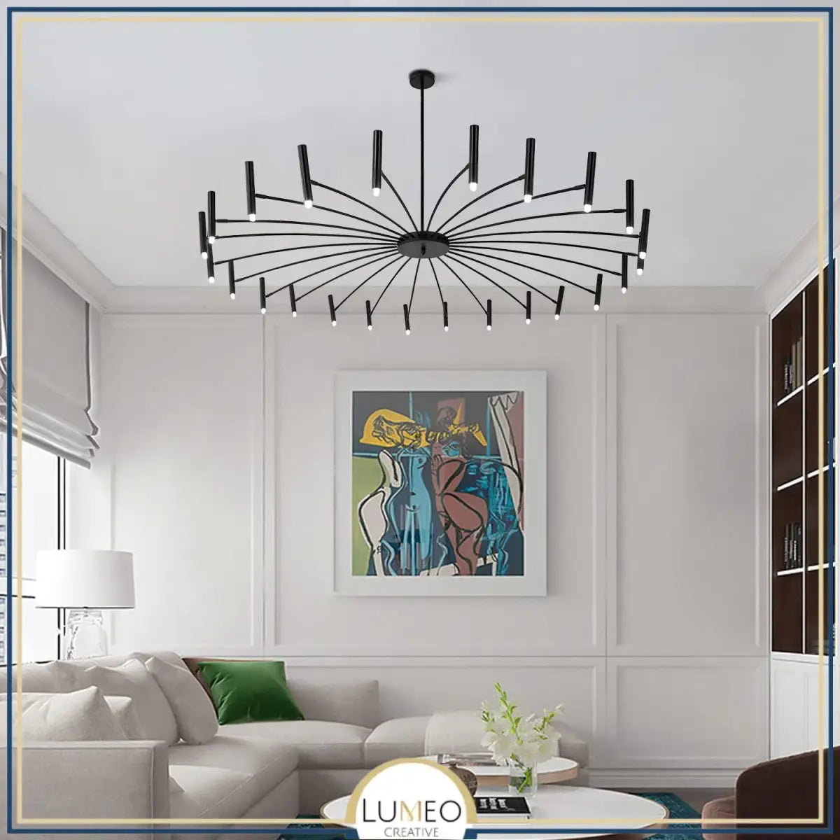 Lustre circulaire architectural en tubes à LED | Luminaire au design moderne