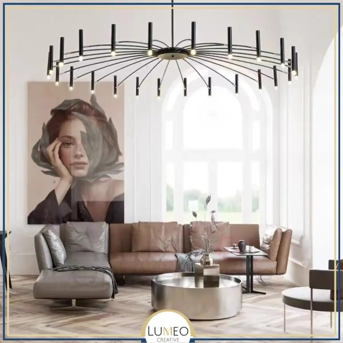 Lustre circulaire architectural en tubes à LED | Luminaire au design moderne