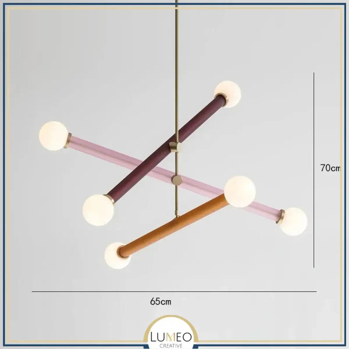 Lustre coloré à tubes entrecroisés et boules en verre dépoli