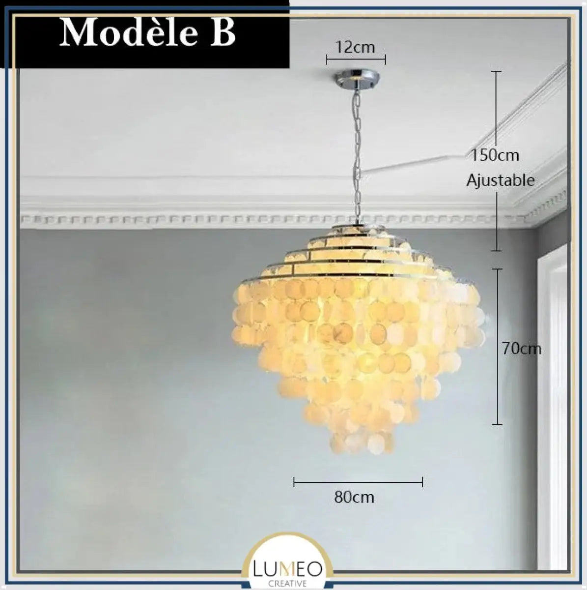 Lustre design en coquillages naturelles