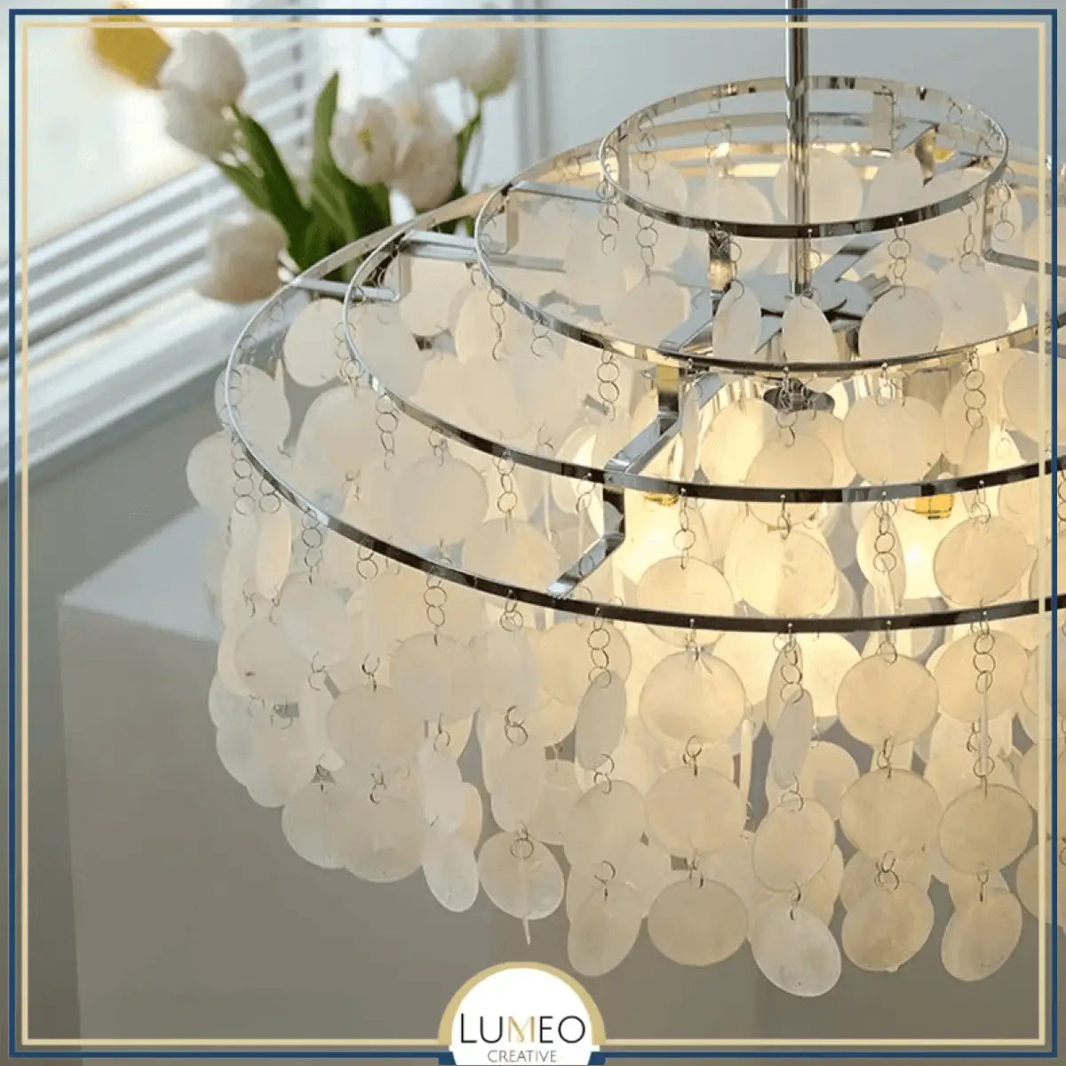 Lustre design en coquillages naturelles