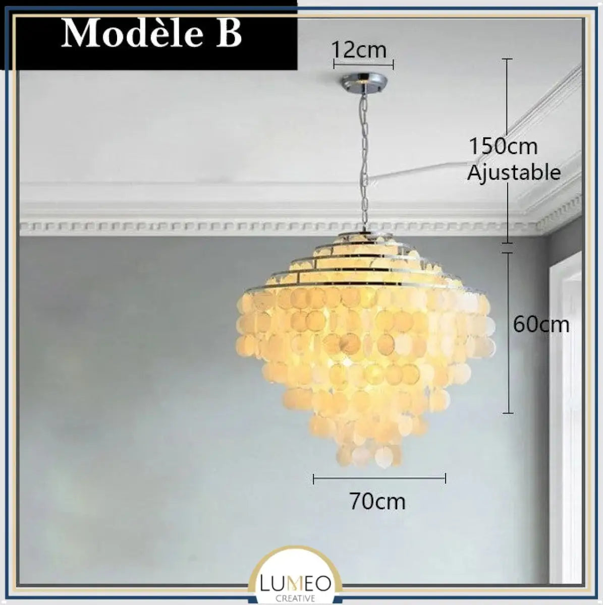 Lustre design en coquillages naturelles
