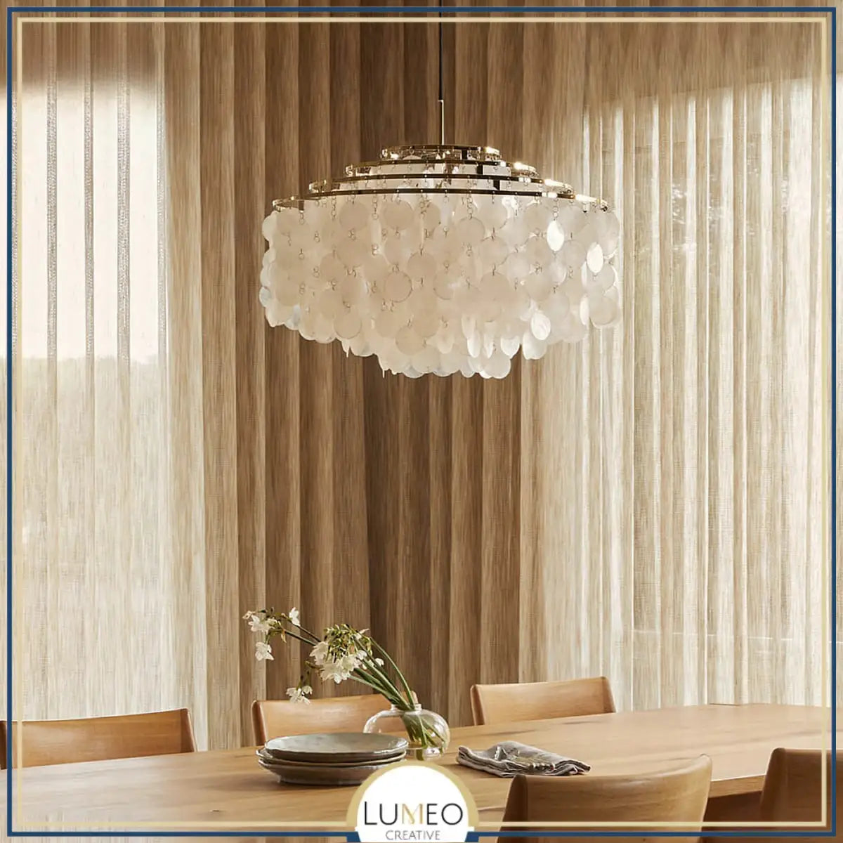 Lustre design en coquillages naturelles