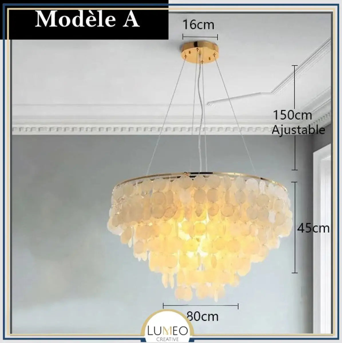 Lustre design en coquillages naturelles