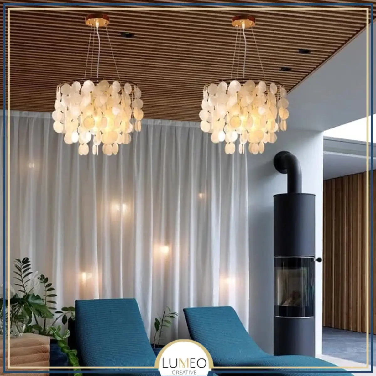 Lustre design en coquillages naturelles