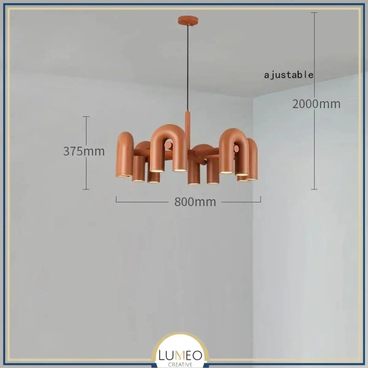 Lustre design tubulaire contemporain 12 lampes | Orange / Dimmable