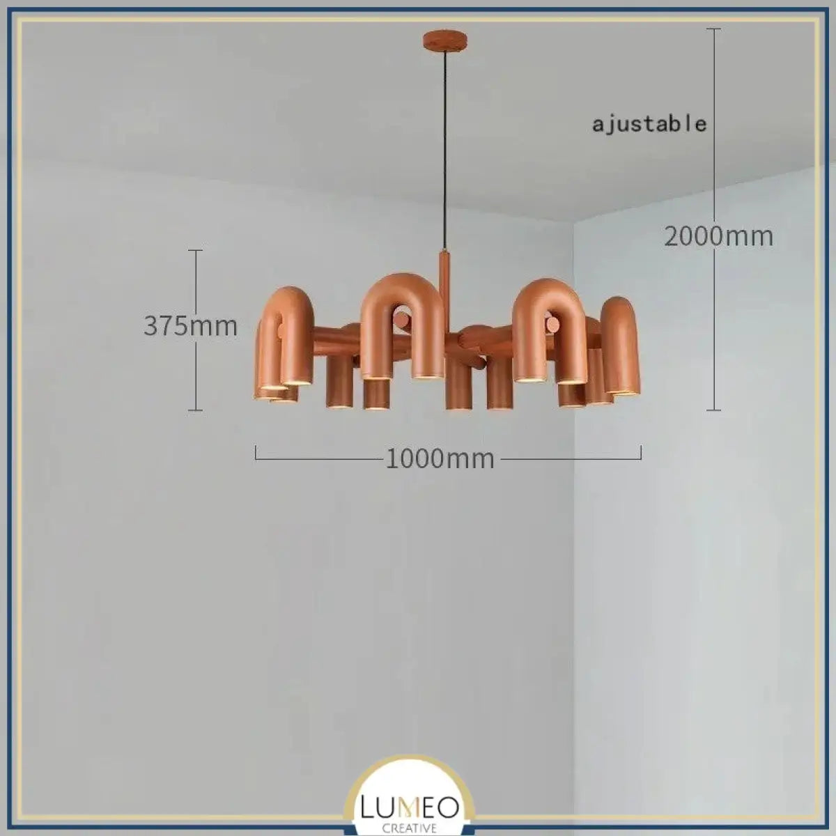 Lustre design tubulaire contemporain 16 lampes | Orange / Dimmable