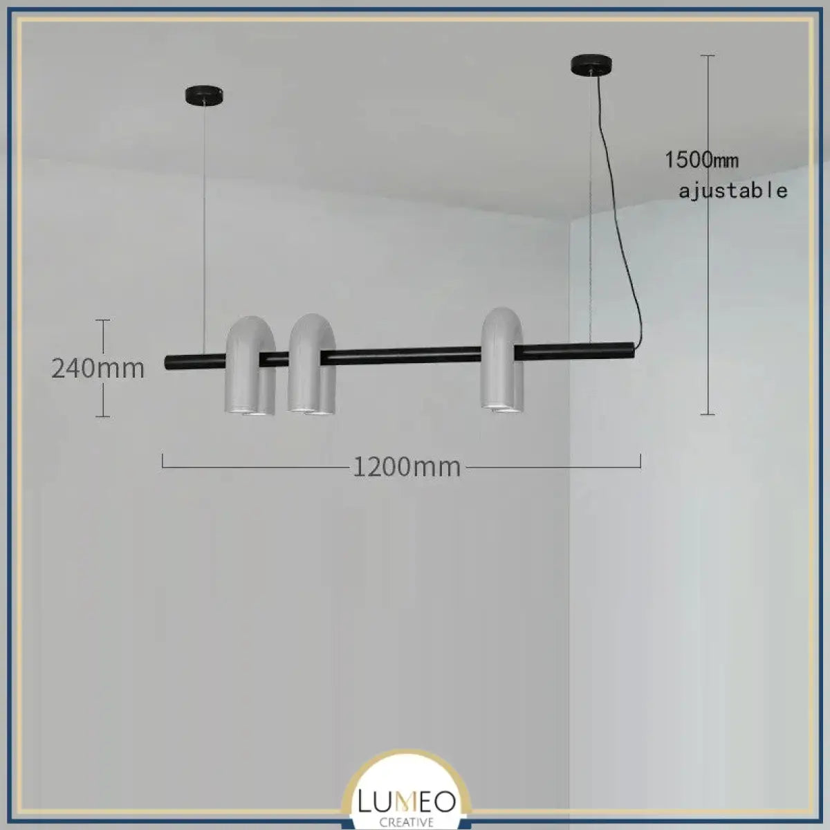Lustre design tubulaire contemporain 6 lampes | Gris / Dimmable
