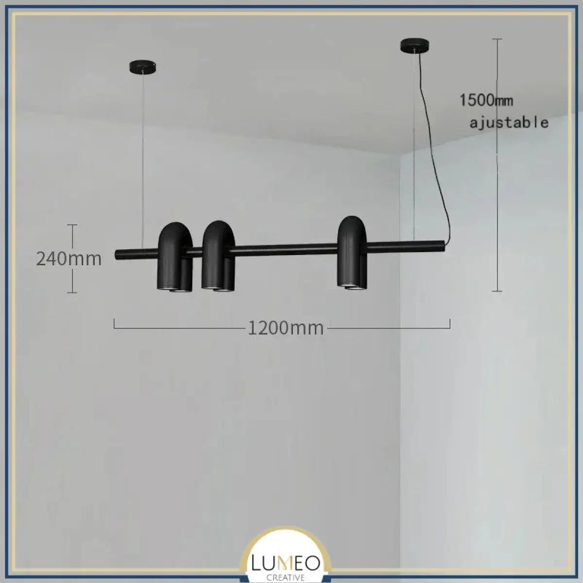 Lustre design tubulaire contemporain 6 lampes | Noir / Dimmable