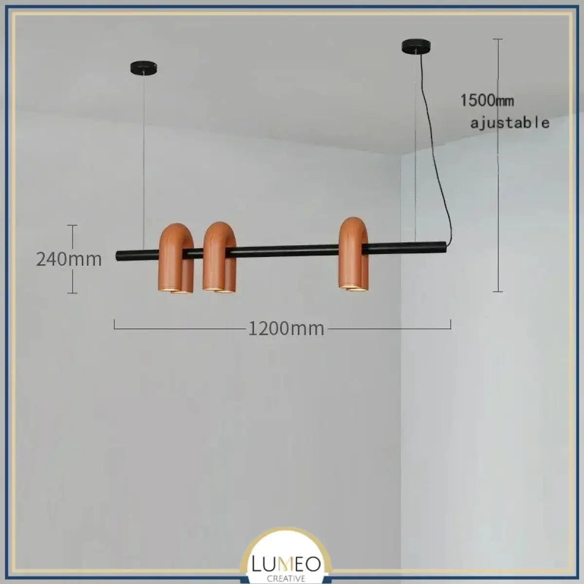 Lustre design tubulaire contemporain 6 lampes | Orange / Dimmable