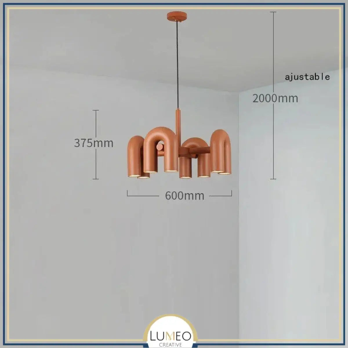 Lustre design tubulaire contemporain 8 lampes | Orange / Dimmable