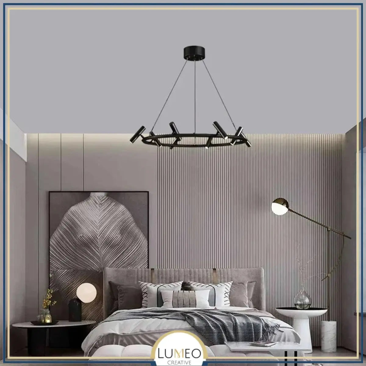 Lustre suspendu à spots orientables | Structure graphique et éclairage directionnel