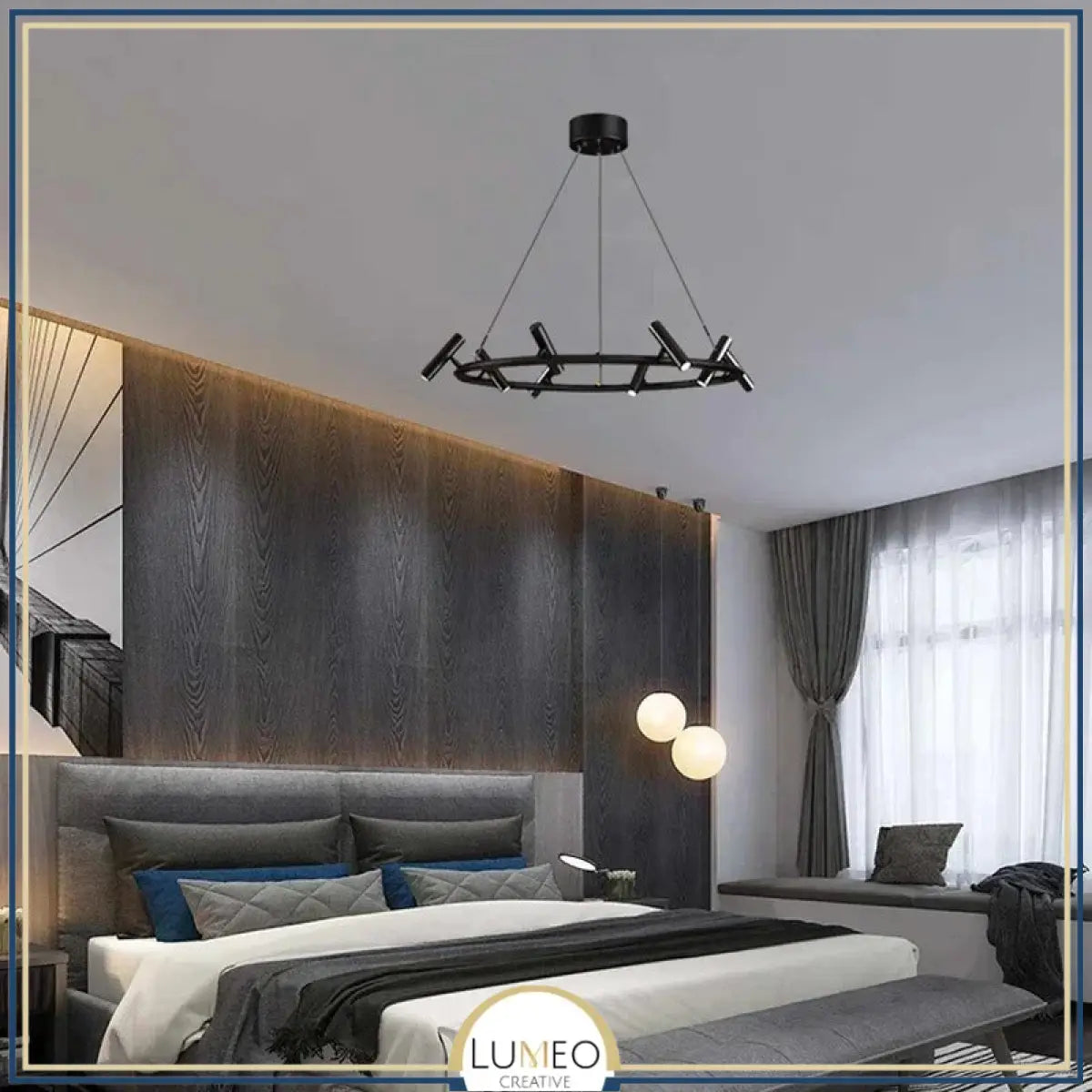 Lustre suspendu à spots orientables | Structure graphique et éclairage directionnel