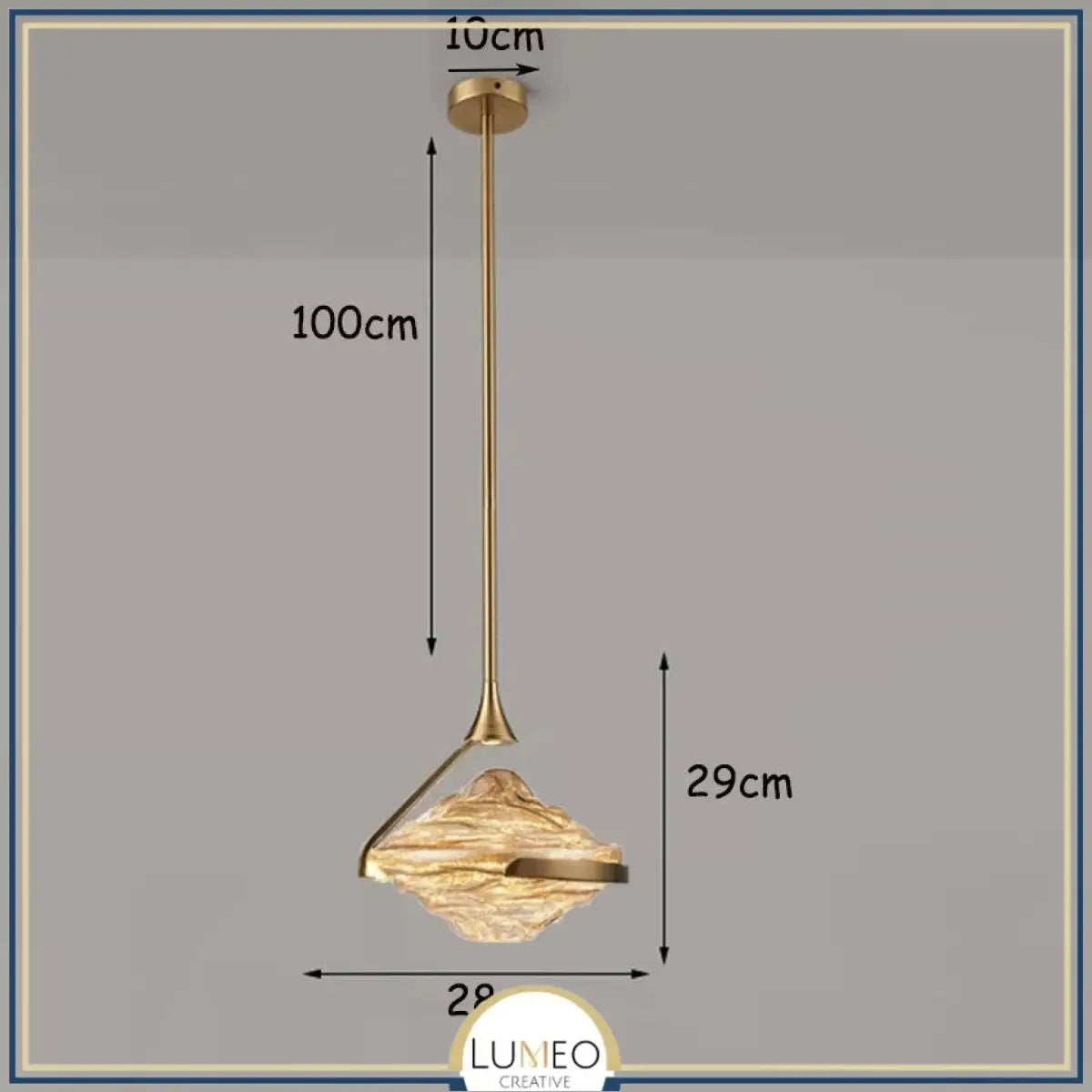 Lustre suspendu cristal ondulé en métal doré ou argenté Ambre