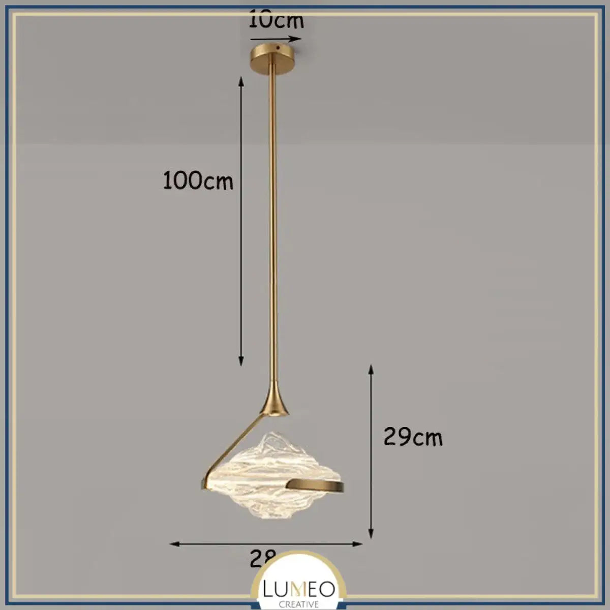 Lustre suspendu cristal ondulé en métal doré ou argenté Transparent