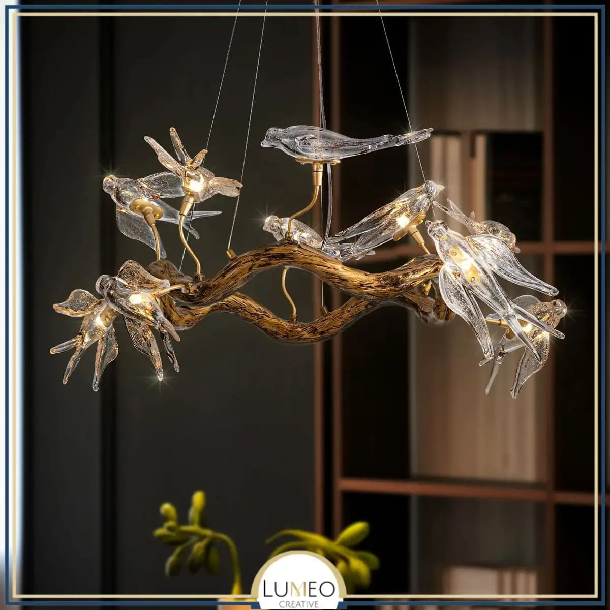 Lustre suspendu oiseaux en résine sculptée | Chic & sculptural
