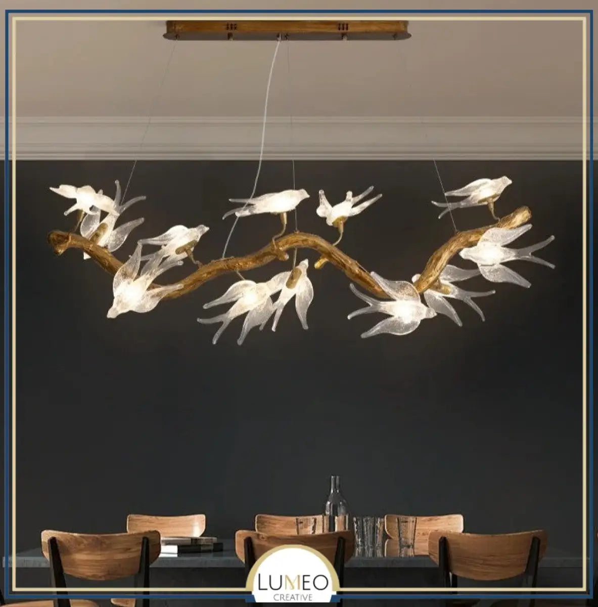 Lustre suspendu oiseaux en résine sculptée | Chic & sculptural