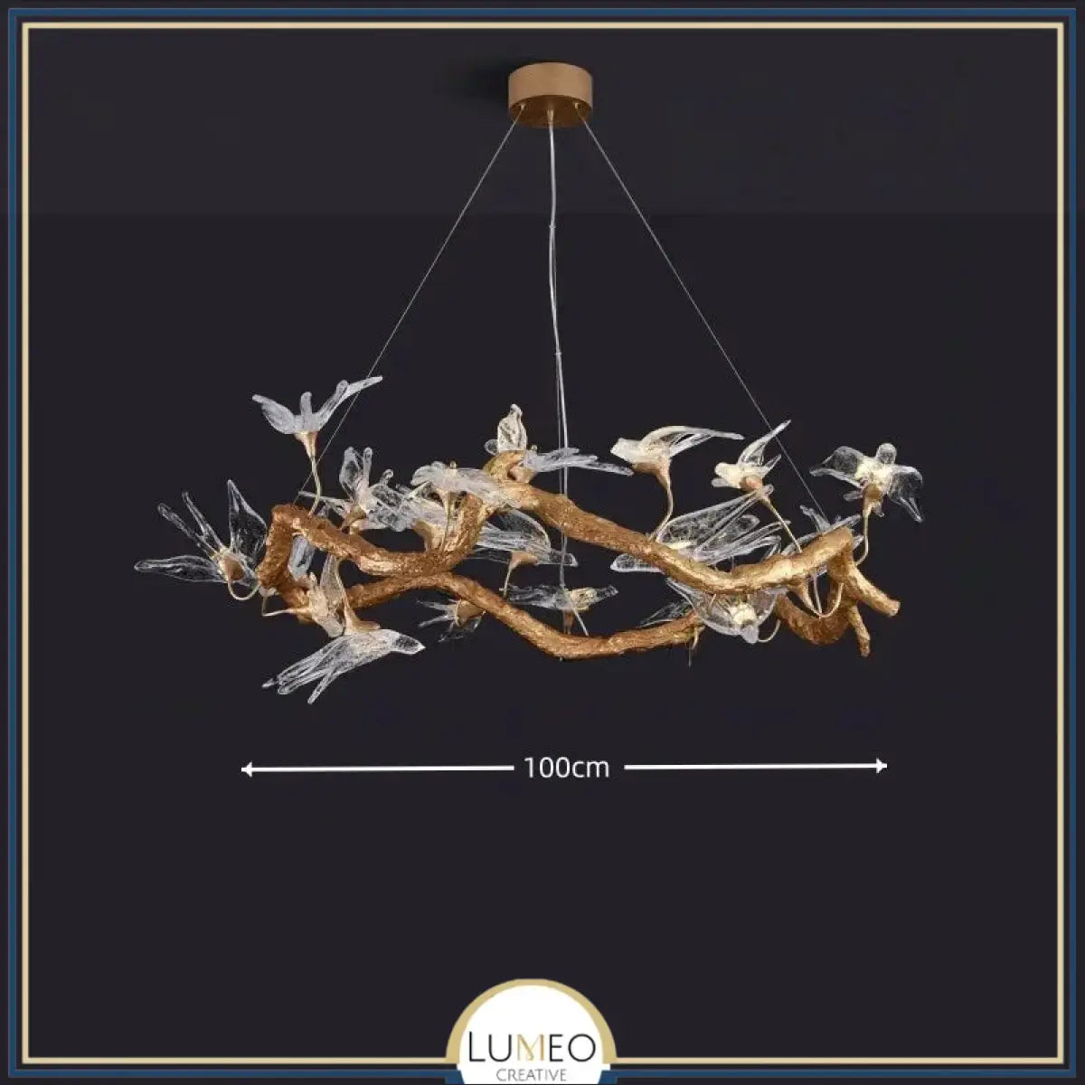 Lustre suspendu oiseaux en résine sculptée | Chic & sculptural Rond 100 cm / Blanc froid